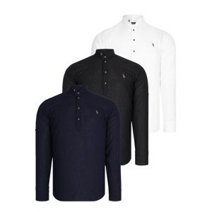 SET OF THREE G783 DEWBERRY JUDGE COLLAR SHIRT-BLACK-WHITE-NAVY BLUE