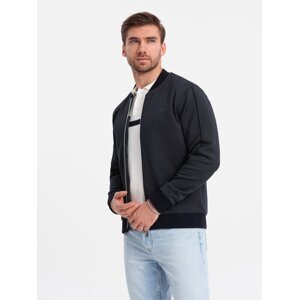 Ombre Men's lightweight bomber jacket with logo lining - navy blue