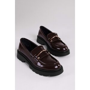 Shoeberry Women's Martha Coffee Opening Thick Sole Buckle Loafer Coffee Opening
