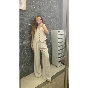 Laluvia Stone Harvey Buttoned Masculine Women's Vest Pants Suit