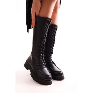 Shoeberry Women's Lasula Black Boots Black Skin