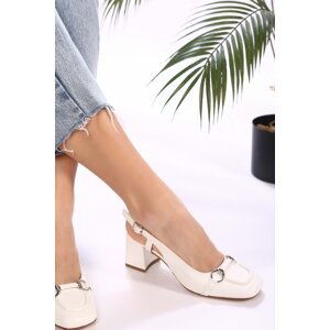 Shoeberry Women's Perotena White Skin Heeled Shoes