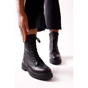 Shoeberry Women's Glam Black Genuine Leather Boots Boots From Black Genuine Leather.