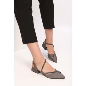 Shoeberry Women's Tue Platinum Satin Stone Heels Shoes