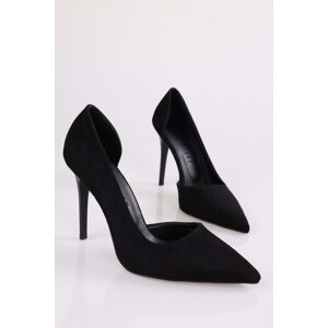 Shoeberry Women's Massy Black Suede Stiletto