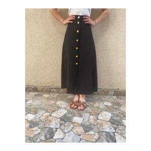 Laluvia Black Gold Buttoned Skirt