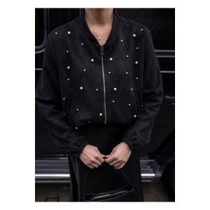 Laluvia Black Pearl Detailed Bomber Jacket