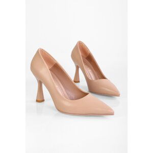 Shoeberry Women's Magda Nude Skin Heeled Shoes Stiletto