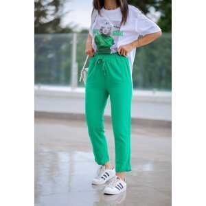 Laluvia Green Grosgrain Lace Trousers