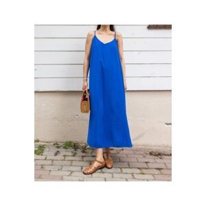 Laluvia Blue Adjustable Rope Strap Casual Dress