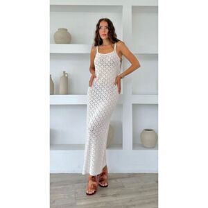 Laluvia Nuna Rope Strap Knitted Beige Dress