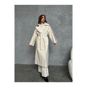 Laluvia Beige Sleeves Premium Coat with Pocket Detail