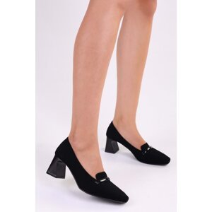 Shoeberry Women's Wolfe Black Suede Daily Heeled Shoes