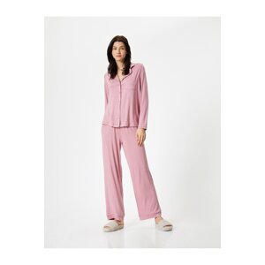 Koton Buttoned Pajamas Set Long Sleeve Pocket Straight Leg