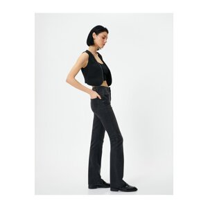 Koton Flare Jeans Slit Detail Slim Fit High Waist - Victoria Slim Jeans