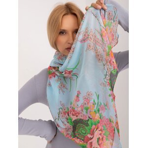 Světle modrý dámský šátek s květinami