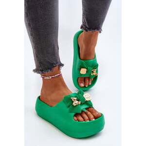 Dámské pěnové pantofle s mašlí, zelené Salessa