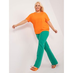 Fluo oranžová halenka plus size s kulatým výstřihem