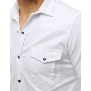 Bílé pánské tričko s dlouhým rukávem DX1926