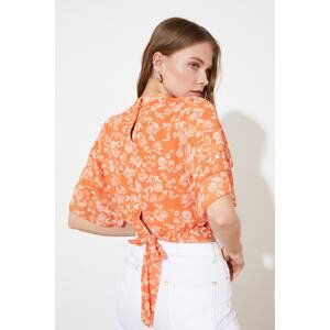 Trendyol Multi Color Crop Back Detail High Neck Chiffon Woven Blouse