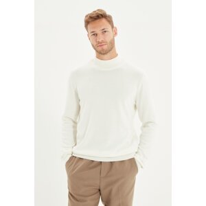 Trendyol Ecru Slim Fit Half Turtleneck 100% Cotton Basic Sweater