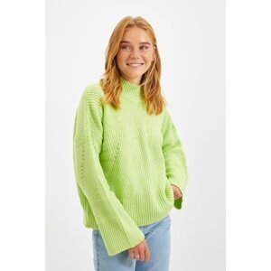 Trendyol žlutý měkký texturovaný základní pletený svetr