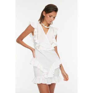 Trendyol Bílé volánkové detailní plážové šaty