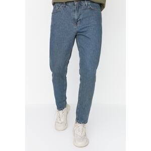 Trendyol Navy Blue Green Vintage Look Relax Fit Boyfriend Jeans Denim Trousers