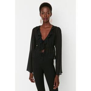 Trendyol Black Tiered Unlined Chiffon Blouse