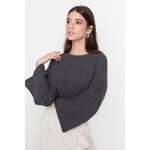 Trendyol Anthracite Crop Spanish Sleeve Knitwear Sweater