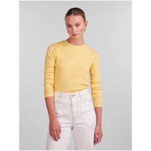 Žluté dámské basic tričko s dlouhým rukávem Pieces Ruka - Dámské