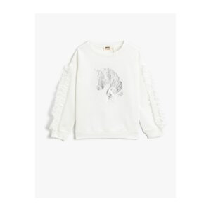 Koton Unicorn Printed Ruffle Detailed Sweatshirt