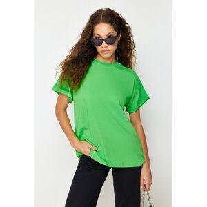 Trendyol Green 100% Cotton Oversize/Wide Fit Crew Neck Knitted T-Shirt