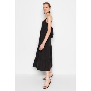 Trendyol Black Skirt Flounced Back Tie Detail Strap Maxi Woven Dress