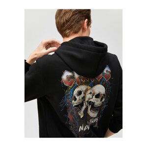 Koton Skull Print Hoodie Sweatshirt Long Sleeve