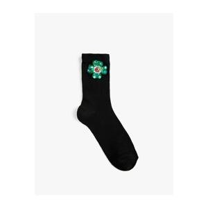 Koton Basic Floral Crewneck Socks with Embroidery Detail.