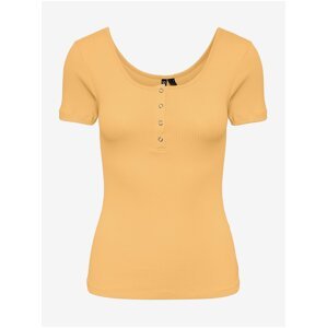 Žluté dámské tričko Pieces Kitte - Dámské