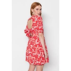 Trendyol červené tkané květinové detaily zad Mini tkané šaty