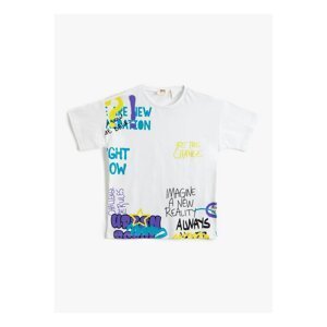 Koton Printed Ecru Boys' T-Shirt 3skb10154tk