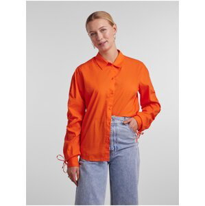 Oranžová dámská košile Pieces Brenna - Dámské