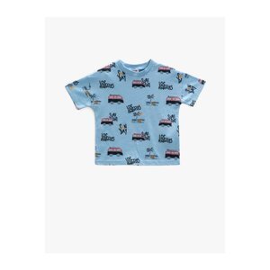 Koton Car Printed T-Shirt Short Sleeved Crew Neck Cotton