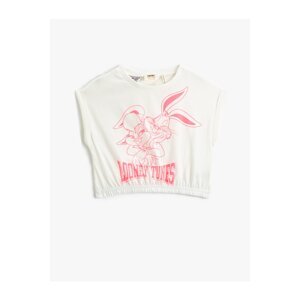 Koton Lola Bunny And Bugs Bunny Crop T-Shirt Licensed Short Sleeve Crew Neck Cotton.