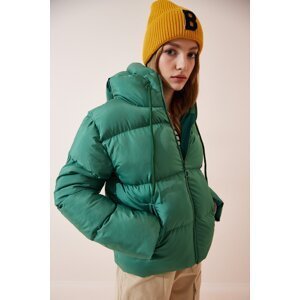 Happiness İstanbul Women's Green Hooded Down Jacket