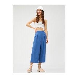 Koton Wide Leg Trousers Crop High Waist With Pliers