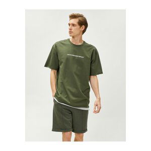 Koton Oversized T-Shirt with Slogan Print Crew Neck Cotton