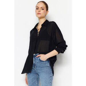 Trendyol Black Transparent Basic Woven Shirt