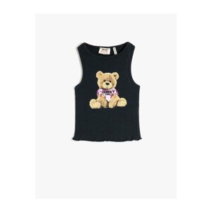 Koton Undershirt Crop Sleeveless Teddy Bear Printed Slim Fit