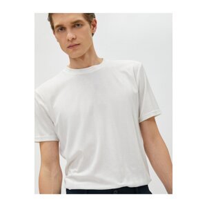 Koton Crew Neck T-shirt with Stitching Detail, Slim Fit Short Sleeves.