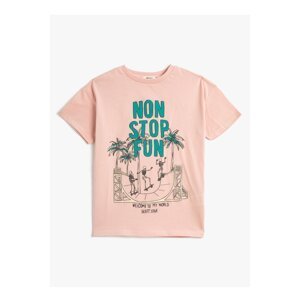 Koton Boys' Printed Pink T-shirt 3skb10241tk