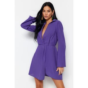 Plážové šaty Trendyol Purple Mini tkané ze 100% bavlny